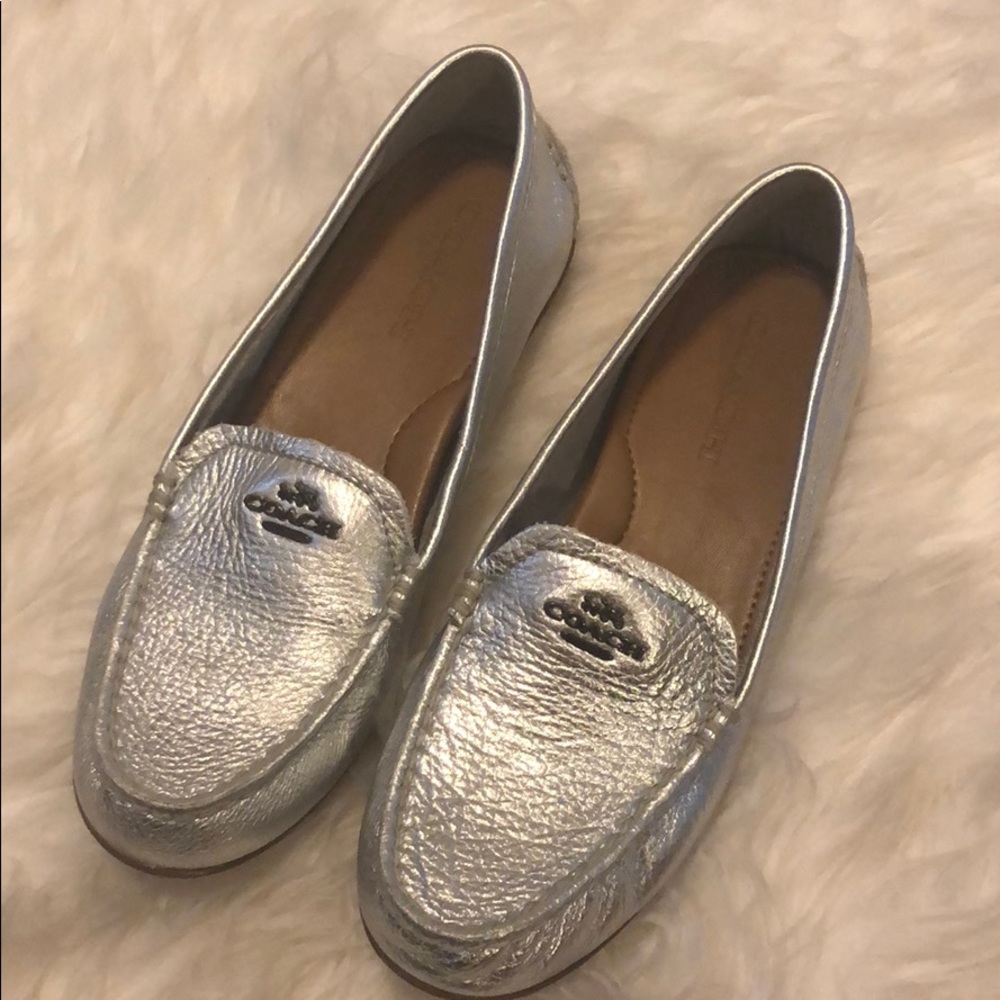 Coach never worn silver flats